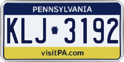 PA license plate KLJ3192