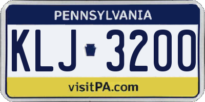 PA license plate KLJ3200