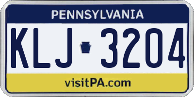 PA license plate KLJ3204