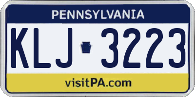 PA license plate KLJ3223