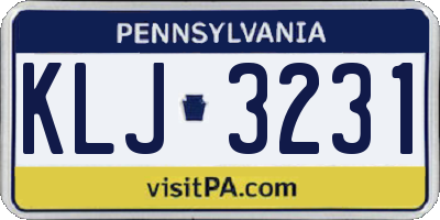 PA license plate KLJ3231