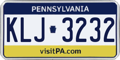 PA license plate KLJ3232