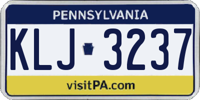 PA license plate KLJ3237