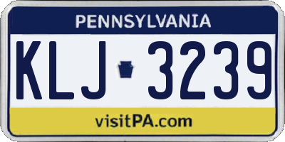 PA license plate KLJ3239