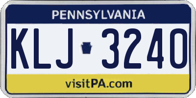 PA license plate KLJ3240