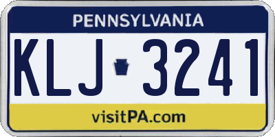 PA license plate KLJ3241