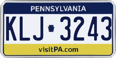 PA license plate KLJ3243