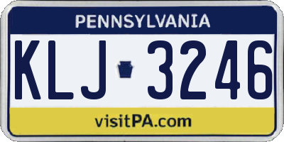 PA license plate KLJ3246