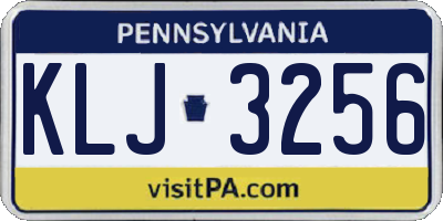 PA license plate KLJ3256