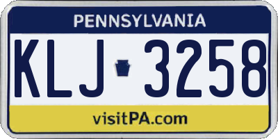 PA license plate KLJ3258