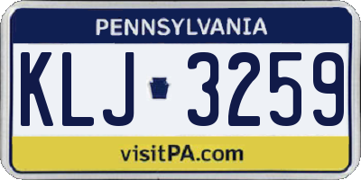 PA license plate KLJ3259