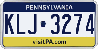 PA license plate KLJ3274