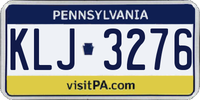 PA license plate KLJ3276
