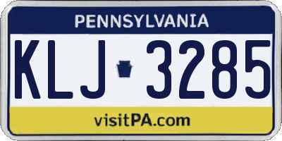 PA license plate KLJ3285