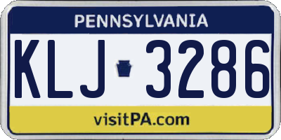 PA license plate KLJ3286