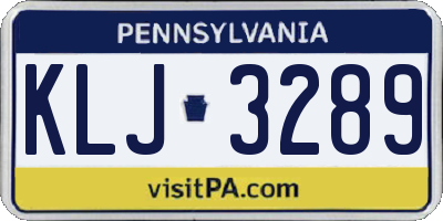 PA license plate KLJ3289