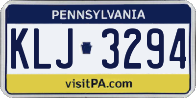 PA license plate KLJ3294