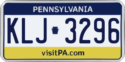 PA license plate KLJ3296
