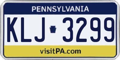 PA license plate KLJ3299