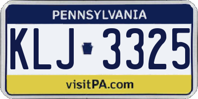 PA license plate KLJ3325