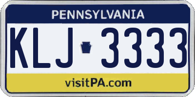 PA license plate KLJ3333