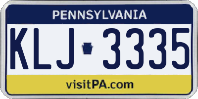 PA license plate KLJ3335