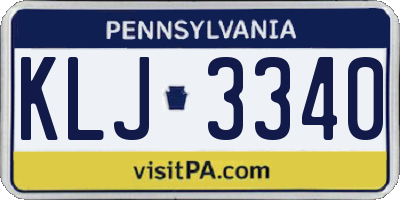 PA license plate KLJ3340