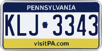 PA license plate KLJ3343