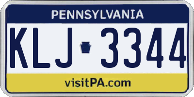 PA license plate KLJ3344