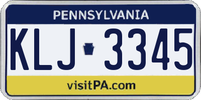 PA license plate KLJ3345
