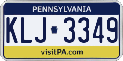 PA license plate KLJ3349