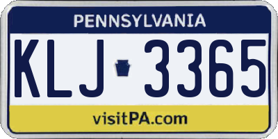 PA license plate KLJ3365