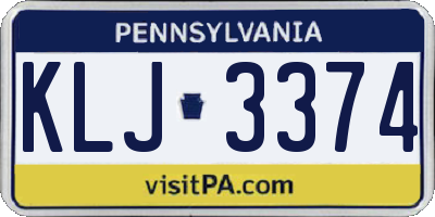 PA license plate KLJ3374