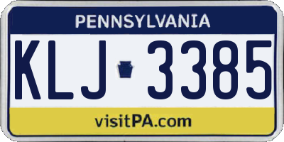 PA license plate KLJ3385
