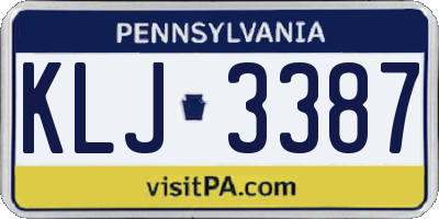 PA license plate KLJ3387
