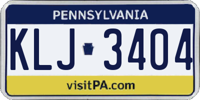 PA license plate KLJ3404