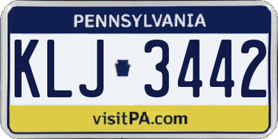 PA license plate KLJ3442