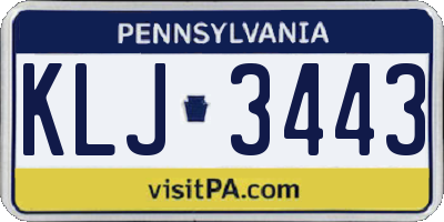 PA license plate KLJ3443