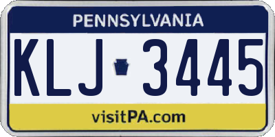 PA license plate KLJ3445