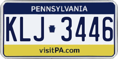 PA license plate KLJ3446