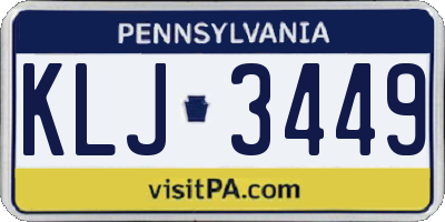 PA license plate KLJ3449