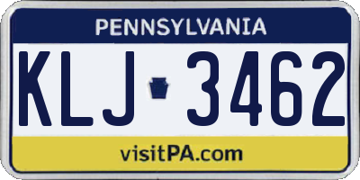 PA license plate KLJ3462