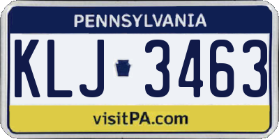PA license plate KLJ3463