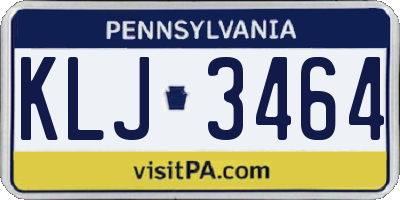 PA license plate KLJ3464