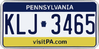 PA license plate KLJ3465