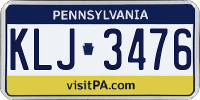 PA license plate KLJ3476