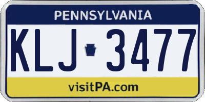 PA license plate KLJ3477