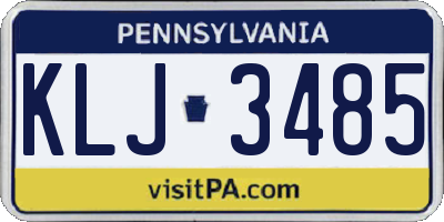 PA license plate KLJ3485