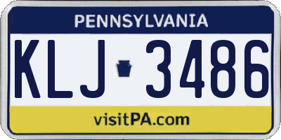 PA license plate KLJ3486