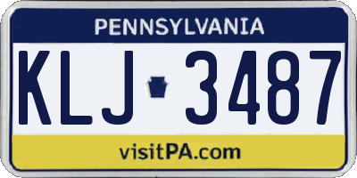 PA license plate KLJ3487